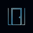 Closed Door vector concept outline blue icon or sign