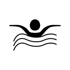 Wall Mural - Swimmer glyph icon illustration. icon related to swimming. Simple design editable