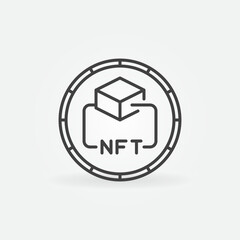 Poster - Non-Fungible Token Technology vector round line icon. NFT sign