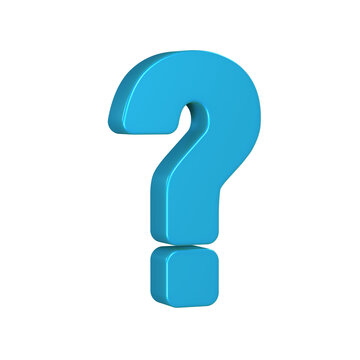 Blue question mark. Isolated on transparent background. 3d render