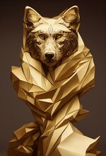 Gorgeous Wolf Statue Made Of Gold
