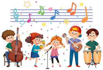 Wall Mural - Children playing musical instrument