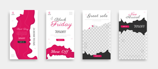 Wall Mural - set of Editable minimal square banner template. black purple white background color with geometric shapes for social media post, story and web internet ads. Vector illustration