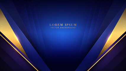 Wall Mural - diagonal golden lines with blue triangle layers, sparkle glow and lines stripe. luxury background st