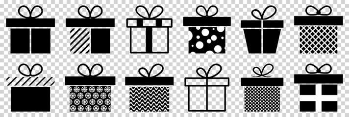 Wall Mural - Gift box icons. Vector illustration isolated on transparent background