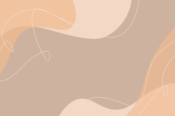Wall Mural - neutral colours empty card, brown, beige and orange background with curvy lines