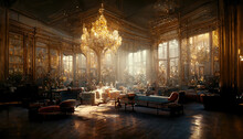 AI Generated Image Of A Palatial Ornate Vintage Grand Ballroom In Europe 