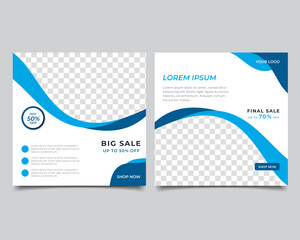 Wall Mural - set of editable minimal square banner template. social media post sale template design