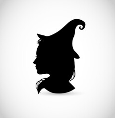 Beautiful attractive witch head with hat vector illustration