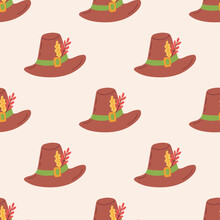Seamless Pattern With A Thanksgiving Hat. Thanksgiving Day Collection. Flat Vector Illustration. Bells