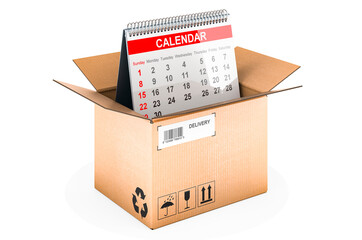 Wall Mural - Parcel with desk calendar, 3D rendering