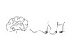 Abstract whole note with brain as continuous lines drawing on white background