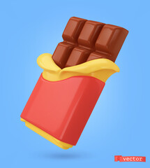 Wall Mural - Chocolate bar 3d vector icon