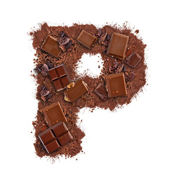 letter p made of chocolate