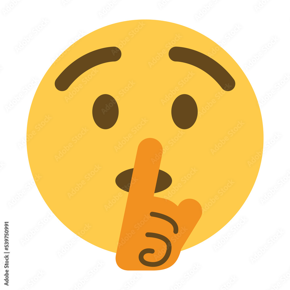 Shushing face vector emoji label design. Isolated Face with Finger ...