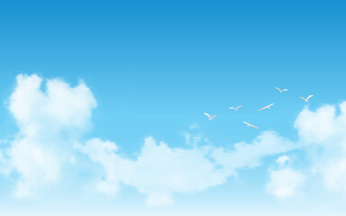 Wall Mural - Realistic blue sky with flying birds