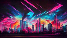 Digital Painting Synthwave Synaesthesia Street Art Mural Illustration.