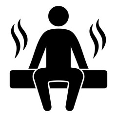 Man in sauna silhouette icon. Sauna Room illustration.