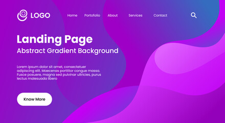 Abstract gradient purple landing page waves background