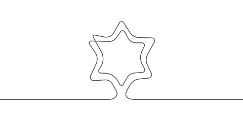 Wall Mural - continuous line drawing of david star. six-pointed star one line art. vector illustration