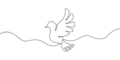 Wall Mural - Pigeon symbol. Continuous line. Bird line icon vector illustration
