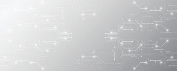 Gray and white technology background image Line design for communication connections in digital systems Hi-tech technology pattern
