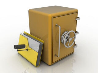 Poster - 3d rendering folder with locker under CCTV camera