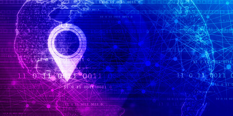 Fototapete - 2d rendering Red map pointer
