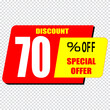 70 percent discount sign icon. Sale symbol. Special offer label
