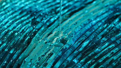 Close up view of blue and textured hydrogel background