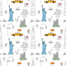 Set In New York. Vector Illustration. Seamless Pattern