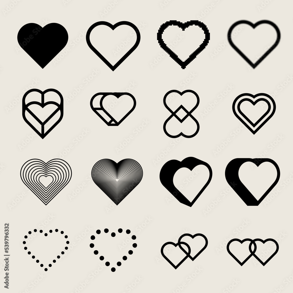 heart logo. Y2K Shapes. Trendy の Stock ベクター | Adobe Stock