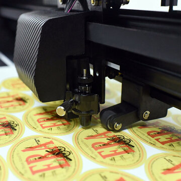 plotter cutting stickers typography polygraphy machine black labels contour cutting
