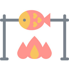 Sticker - fish grill icon