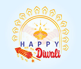 Wall Mural - Vector illustration on the theme of the traditional celebration of happy Diwali. Festival of light.