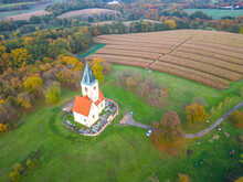 Church Of St. James And Philip In Chvojen From Above