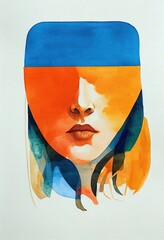 Aufkleber - Abstract portrait illustration digital art face person background artwork 
minimal expressionism textured watercolor style graphic design character 