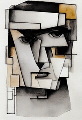 Aufkleber - Abstract portrait illustration digital art face person background artwork 
minimal expressionism textured watercolor style graphic design character 