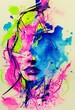 Abstract female portrait illustration digital art face person background artwork 
minimal expressionism textured watercolor style graphic design character 