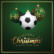Soccer Christmas balls - Greeting Card - Green Background