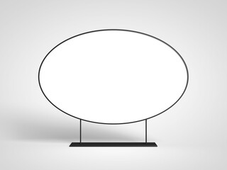 Wall Mural - 3D illustration. Oval screen digital stand banner isolated on white background.