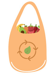 Sticker - grocery bag with food