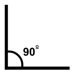 Vector illustration of 90 degree angle mathematical graph