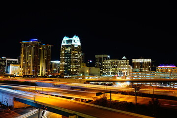 Wall Mural -  Orlando, FL USA - 10 01 2017: City of Orlando in the evening