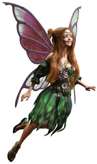 Wall Mural - Fairy in green dress 3D illustration	