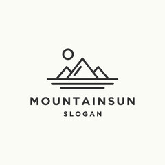 Wall Mural - Mountain sun logo icon flat design template