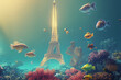 Eiffel Tower under water