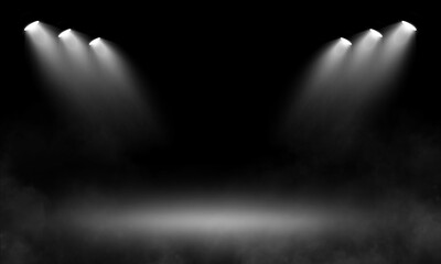 Wall Mural - show spotlights with glow effect on dark background.