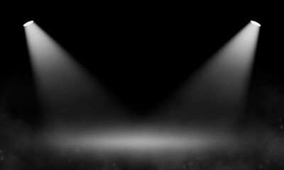 Wall Mural - show spotlights with glow effect on dark background.