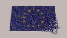 European Flag Formed From A Crowd Of People. Banner Of Europe On White.